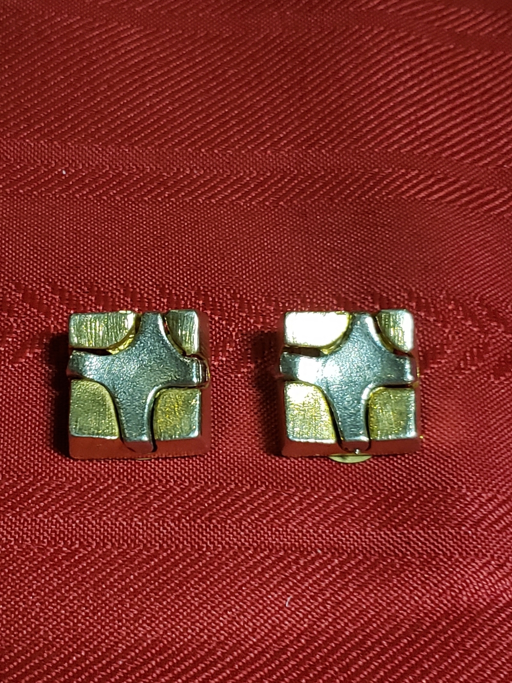 Two-Tone Gold and Silver Clip Earrings